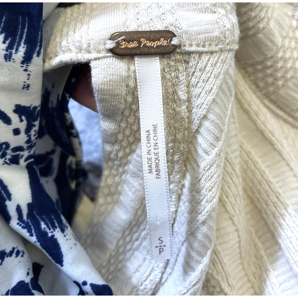 Free People Party in the Back Top Ribbed Knit Open Back w/ Scarf Tie Ivory Small - Picture 7 of 9